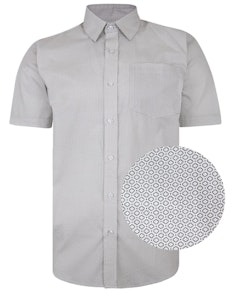 Bigdude Short Sleeve Cotton Woven Abstract Design Shirt White/Back